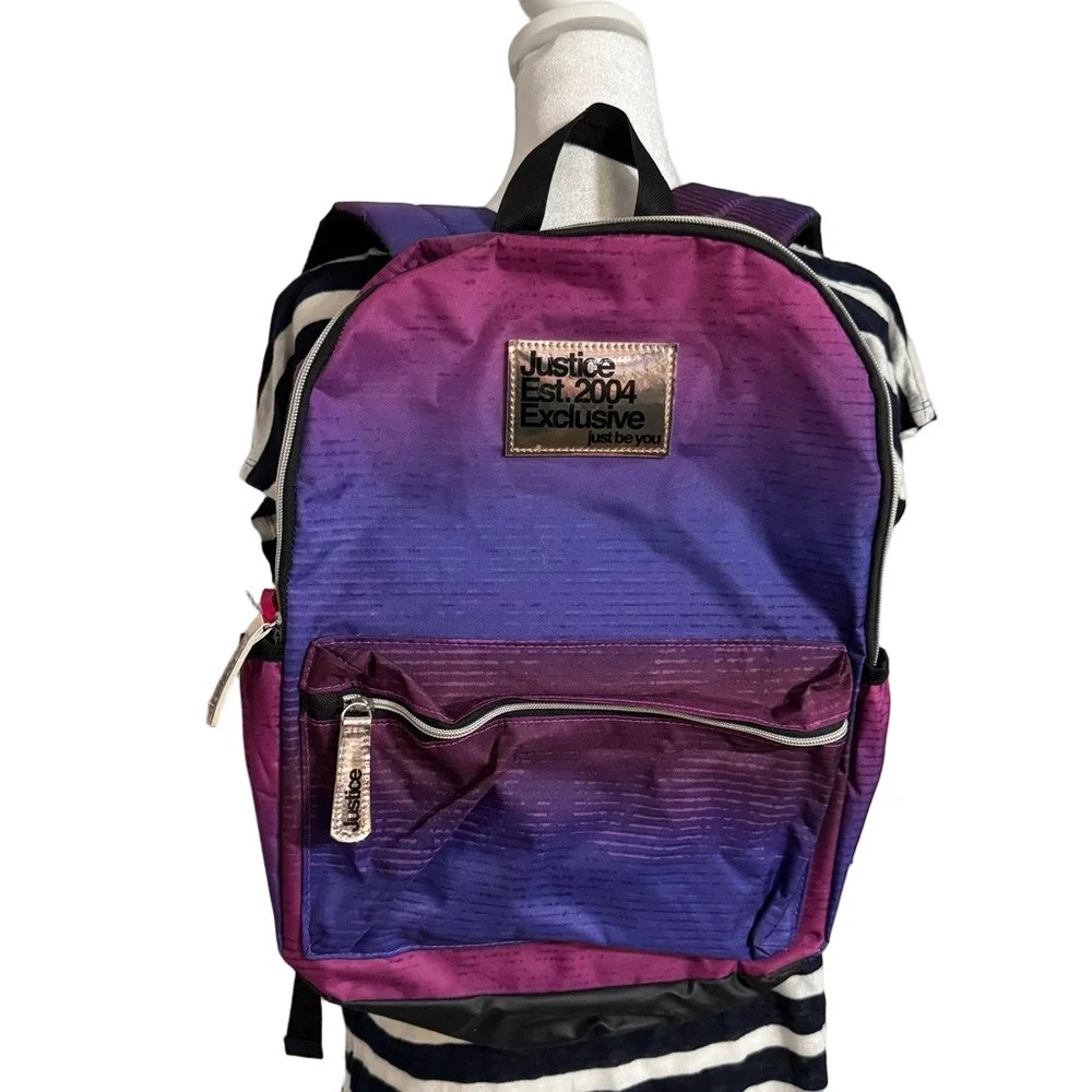 Justice Vibrant Purple and Pink Backpack